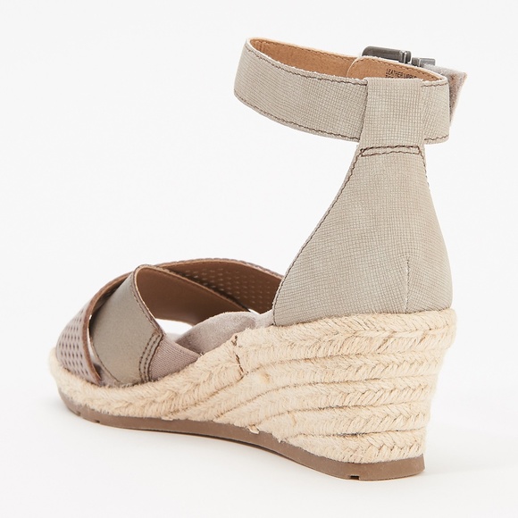 Cognac Genuine Leather Perforated Comfort Wedges - Picture 2 of 7